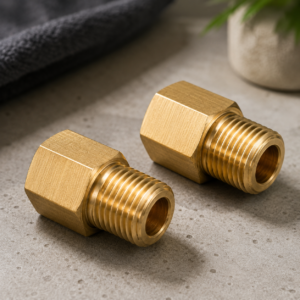 1/8 NPT Male to 1/8 NPT Female Brass Hex Adapter